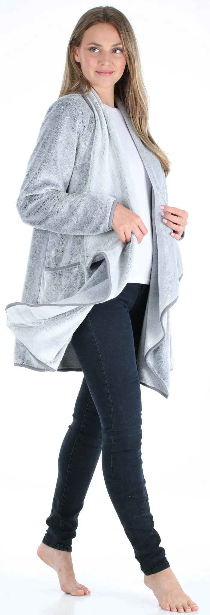 Sleepyheads Pajama Women's Fleece Long Sleeve Wrap Robe Cardigan with Pockets