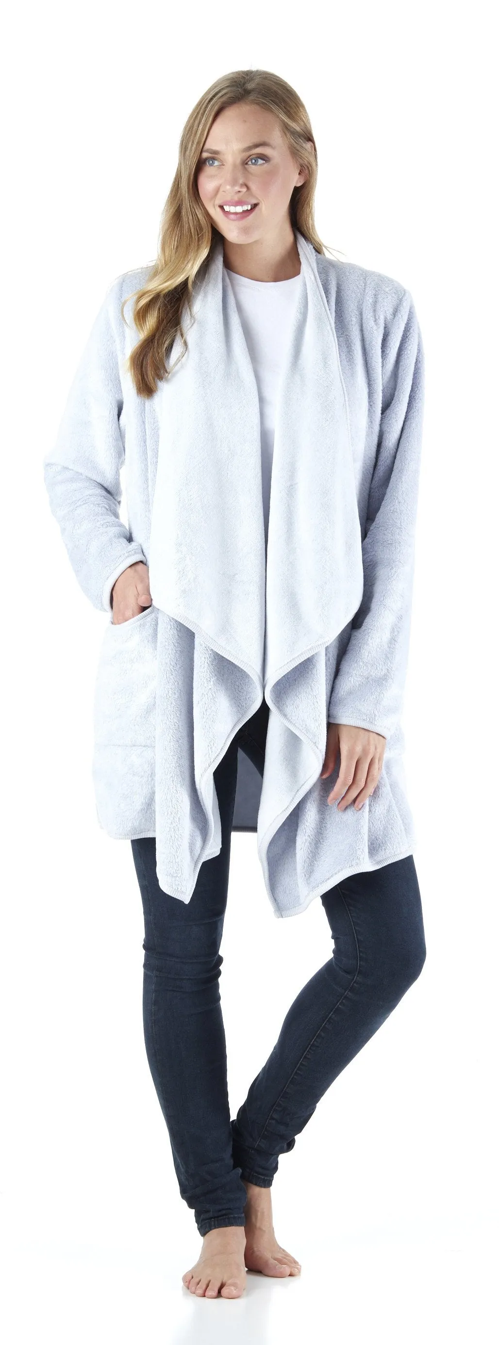 Sleepyheads Pajama Women's Fleece Long Sleeve Wrap Robe Cardigan with Pockets