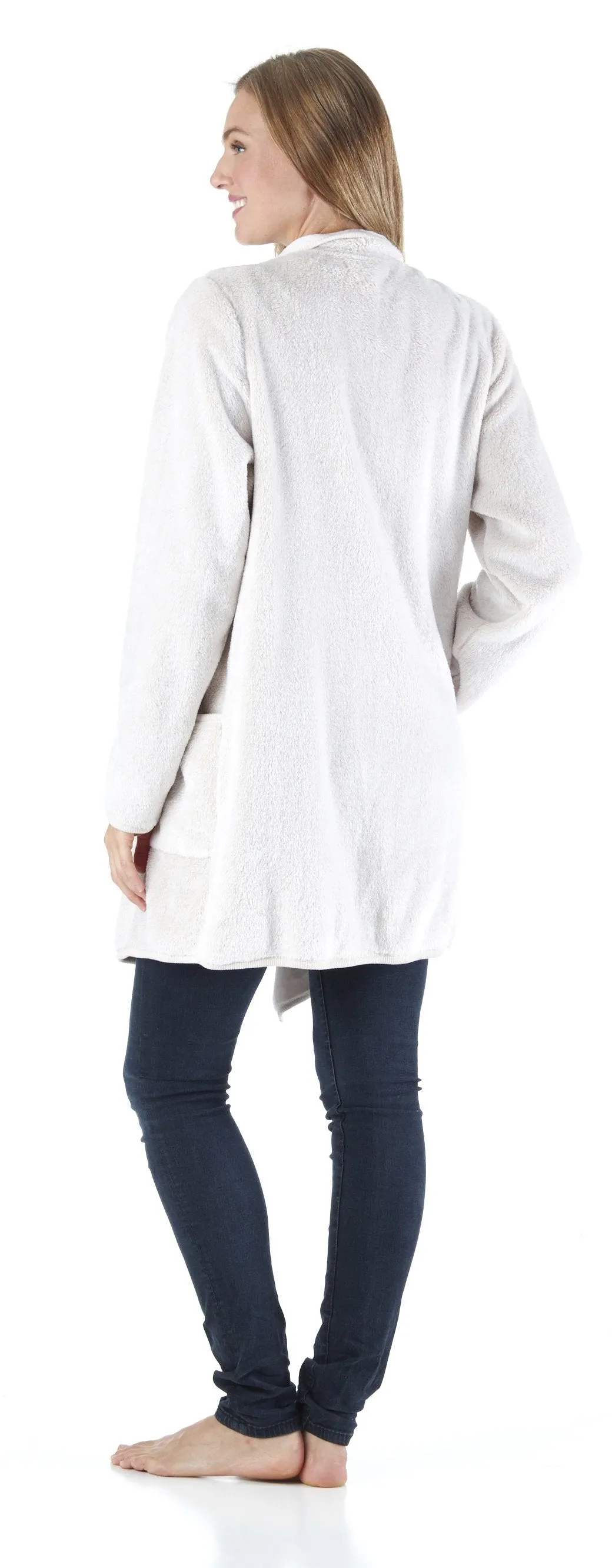 Sleepyheads Pajama Women's Fleece Long Sleeve Wrap Robe Cardigan with Pockets