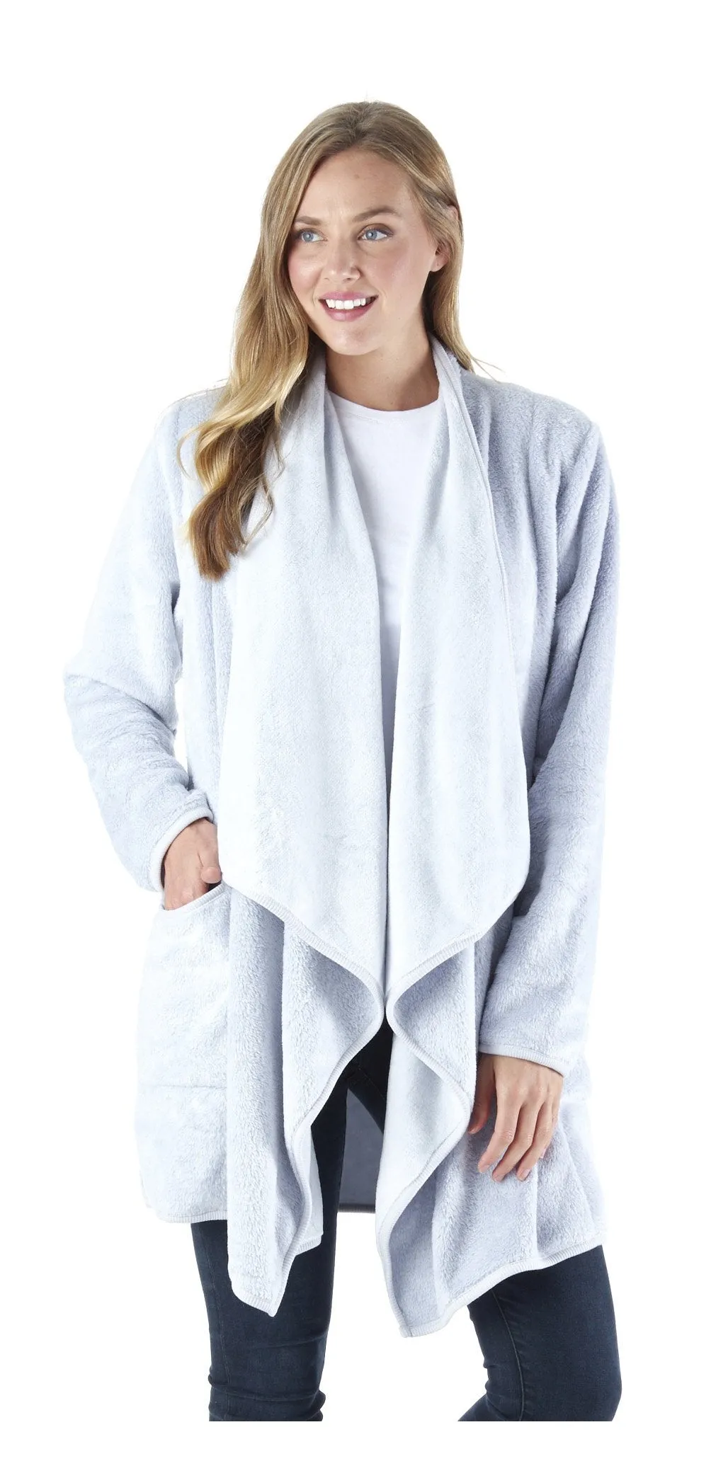 Sleepyheads Pajama Women's Fleece Long Sleeve Wrap Robe Cardigan with Pockets