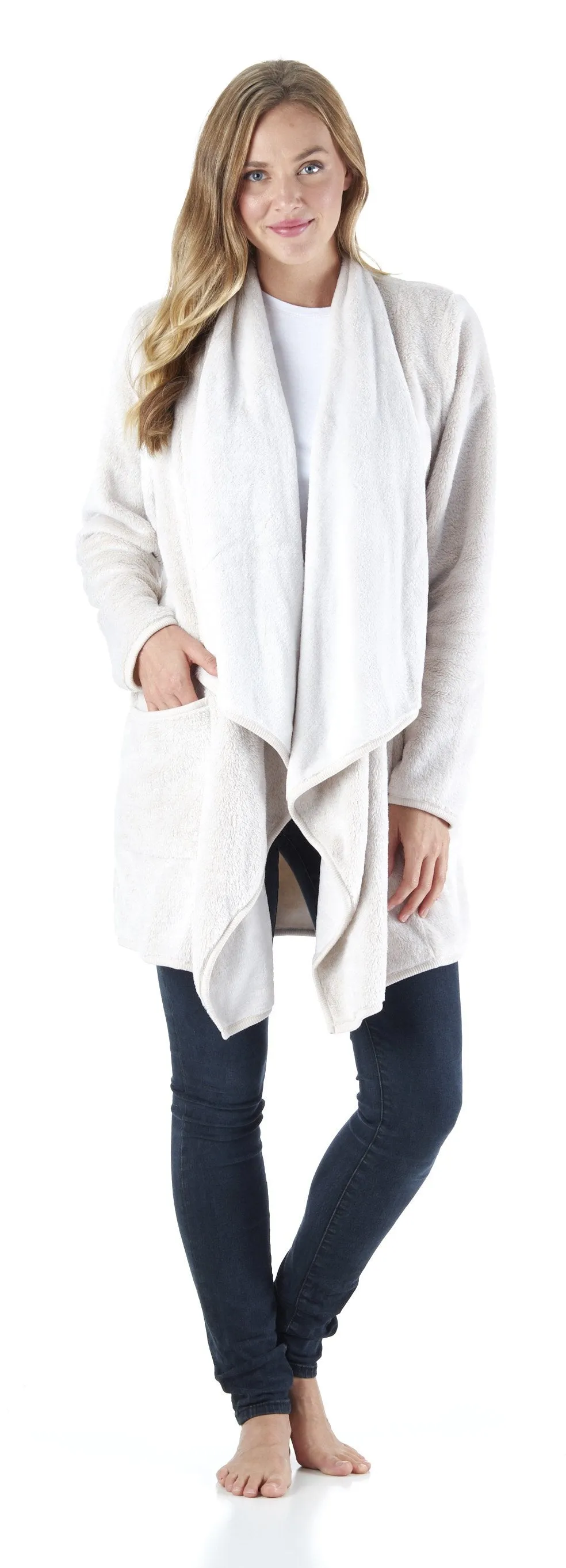 Sleepyheads Pajama Women's Fleece Long Sleeve Wrap Robe Cardigan with Pockets