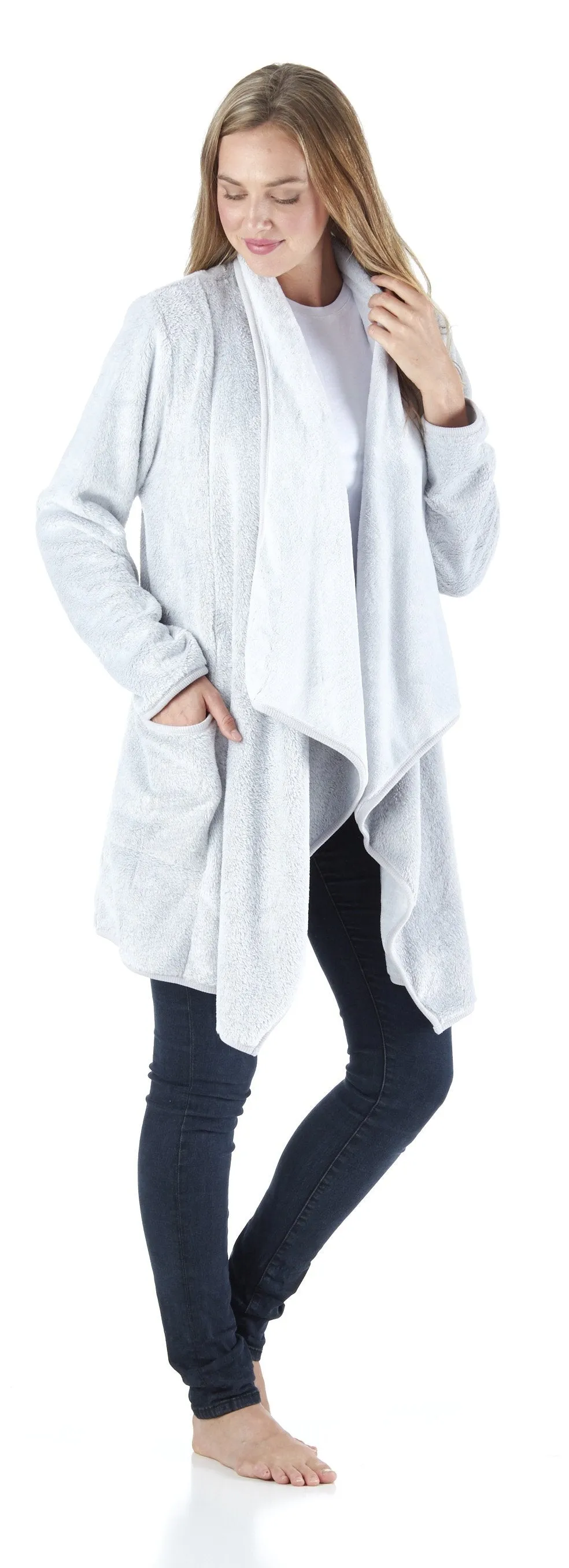 Sleepyheads Pajama Women's Fleece Long Sleeve Wrap Robe Cardigan with Pockets