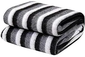 SoftTouchy All Season Multipurpose Striped Line Polar Fleece/Summer AC Blanket/Single Bed Blanket/Light Weight Blanket (Black - Pack of 1)