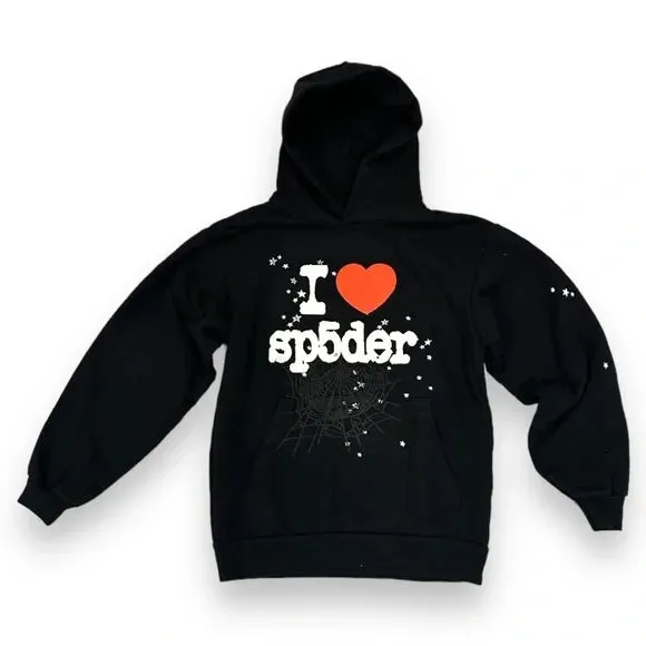 Sp5der I HEART SP5 Hoodie "BLACK HEART" FW23 no