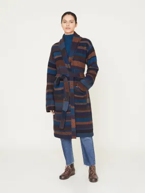 Stripe Super Soft Robe in Rust/Peacock/Truffle/Blue/Black/Navy