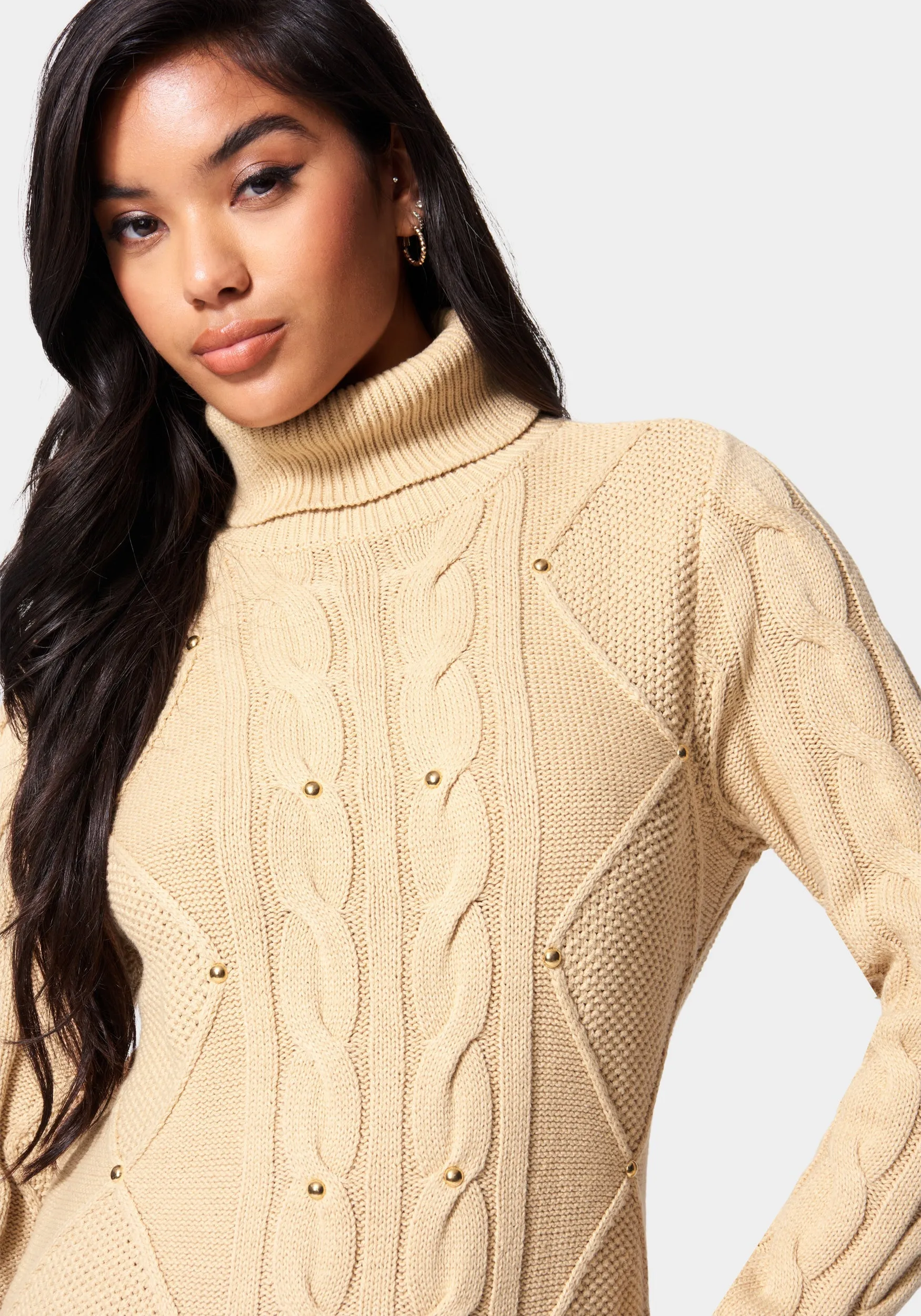 Stud Detail Tunic Sweater