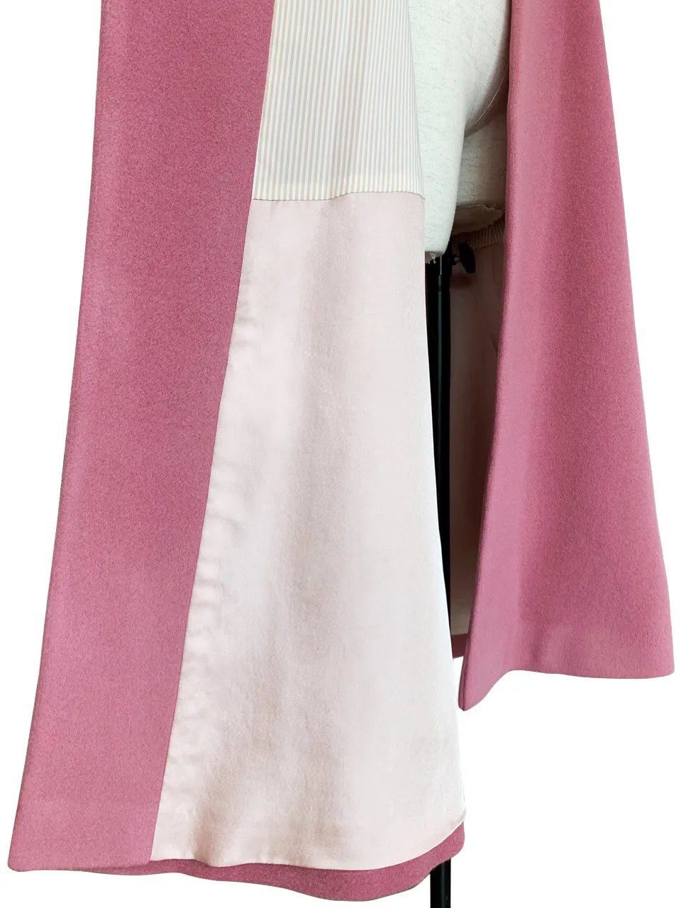 Surprise Sale! Romantic Pink One-Button Blouson Sleeves Pure Wool Coat