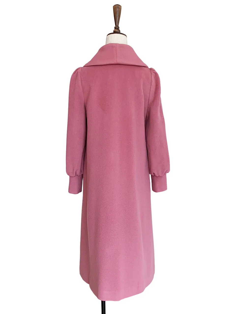 Surprise Sale! Romantic Pink One-Button Blouson Sleeves Pure Wool Coat