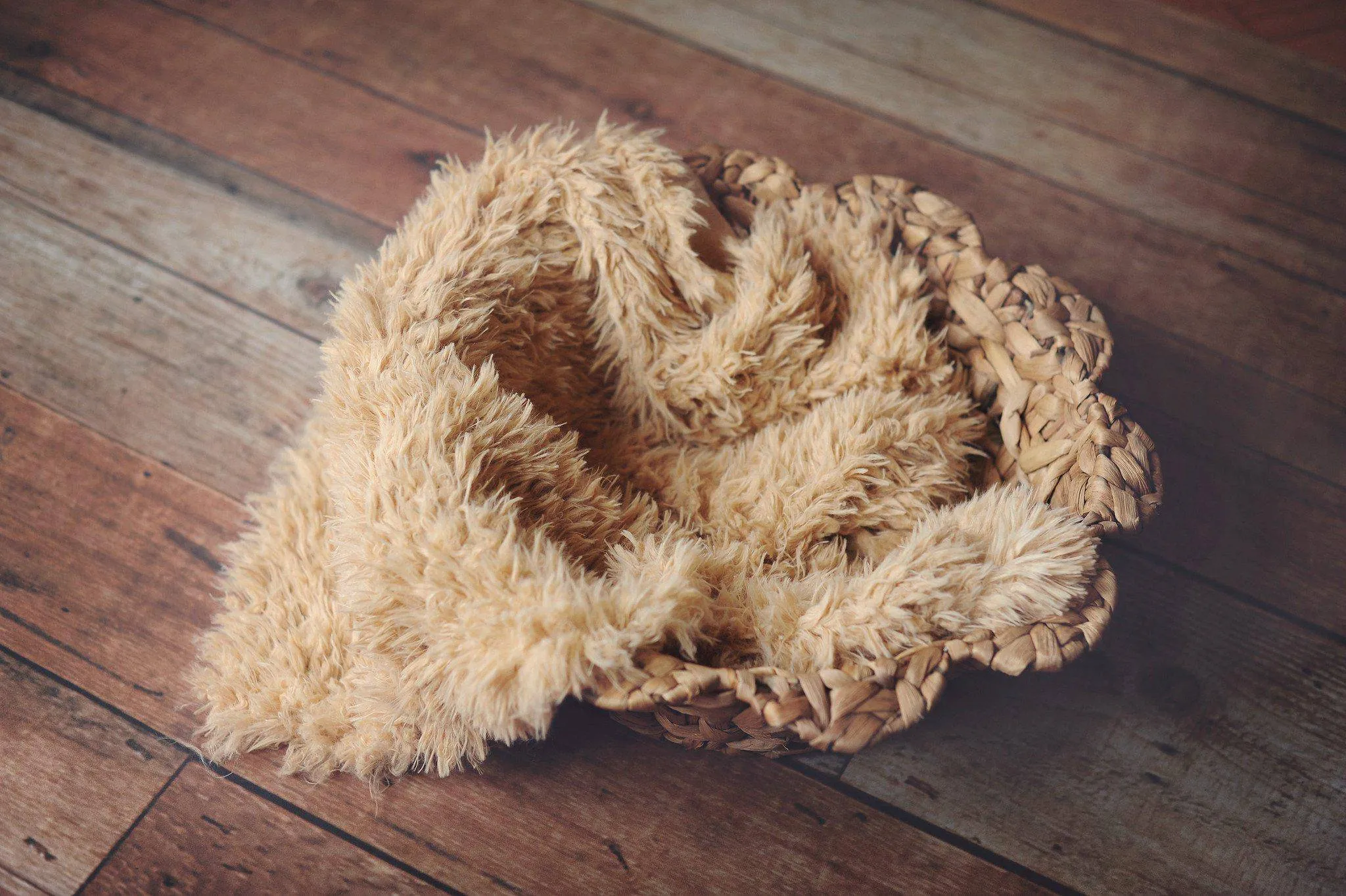 Tan Minkyak Faux Fur Photography Prop Rug