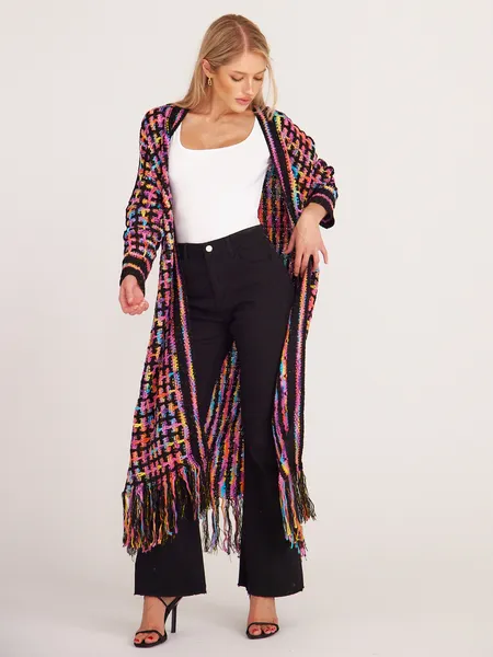 TEEK - Knit Chic Fringed Long Cardigan Duster