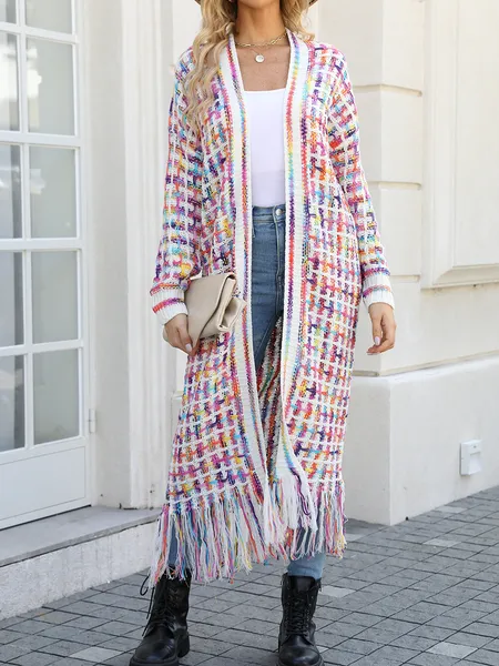 TEEK - Knit Chic Fringed Long Cardigan Duster