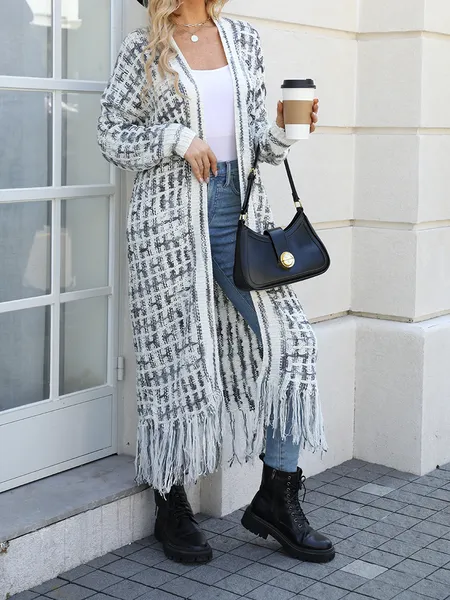 TEEK - Knit Chic Fringed Long Cardigan Duster