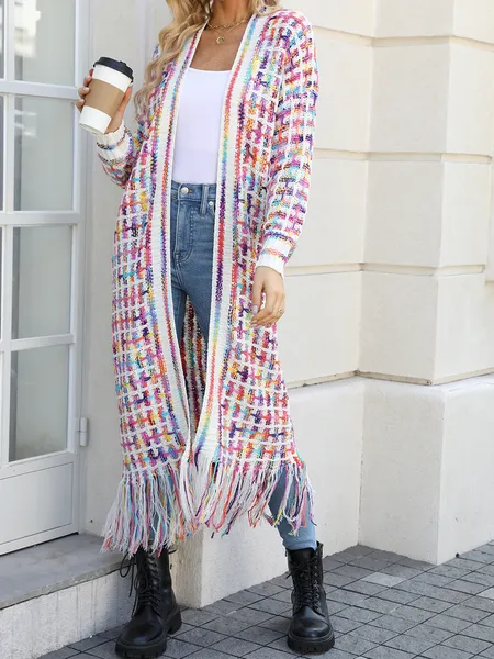 TEEK - Knit Chic Fringed Long Cardigan Duster