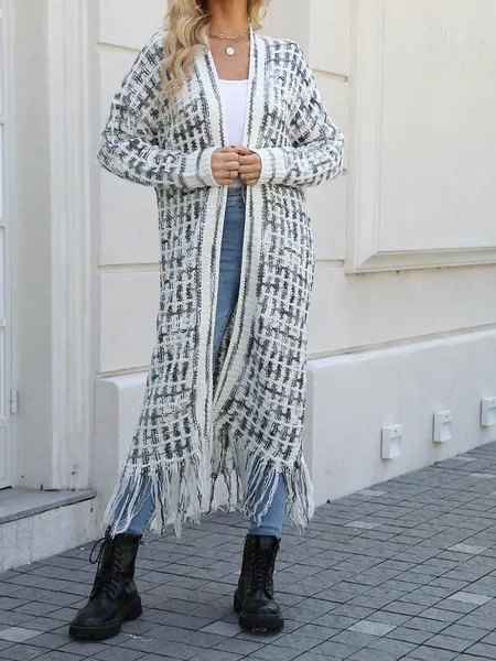 TEEK - Knit Chic Fringed Long Cardigan Duster