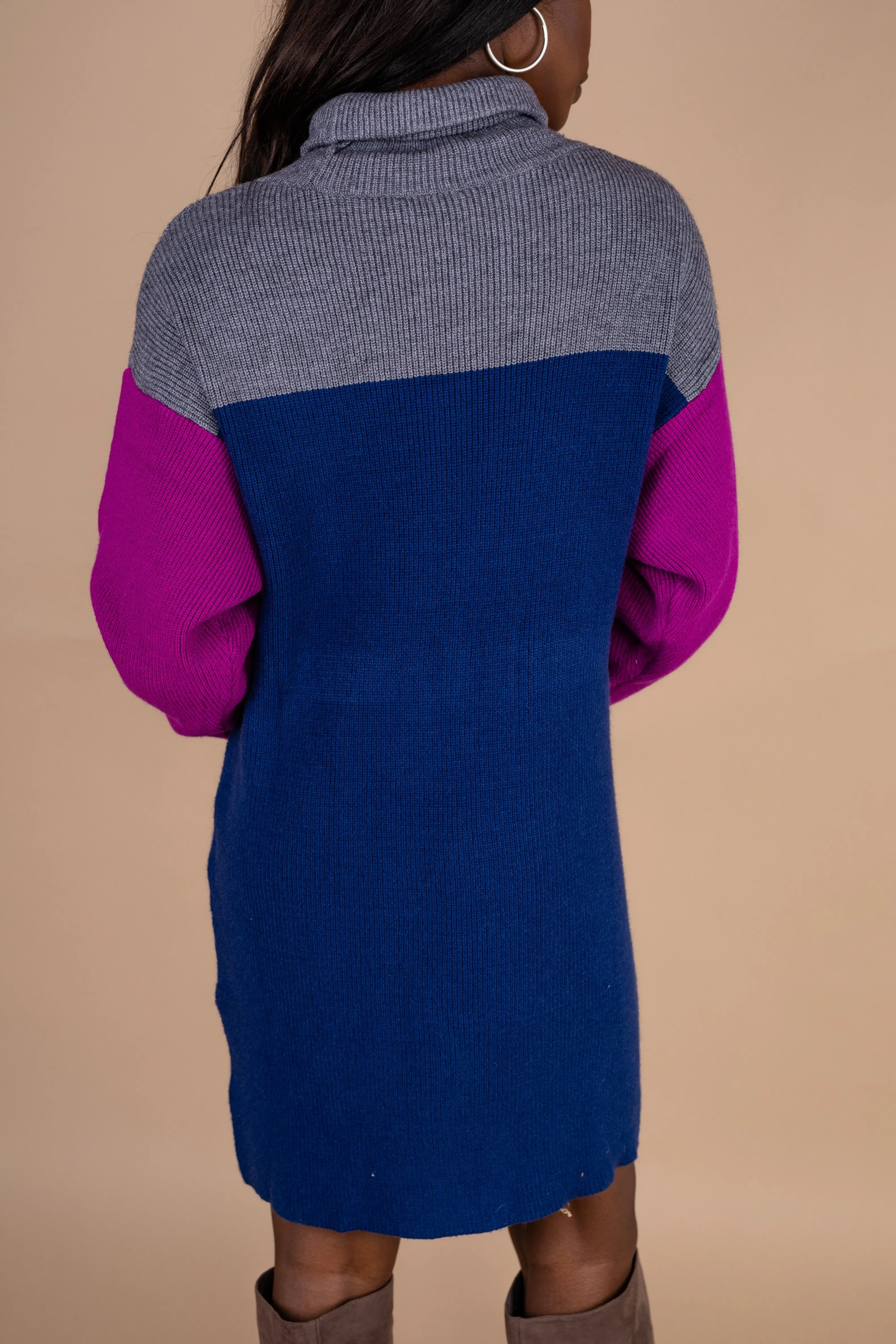 Tell The Truth Orchid Purple Colorblock Sweater Dress