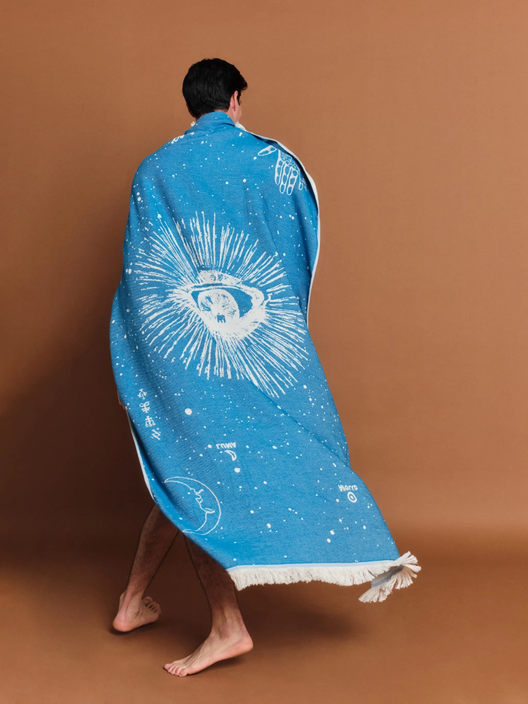 The Cosmos Eye Bright Blue | Feather Beach Towel