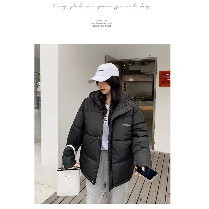 Thickened Loose Fit Casual Warmth Hooded Puffer Jacket