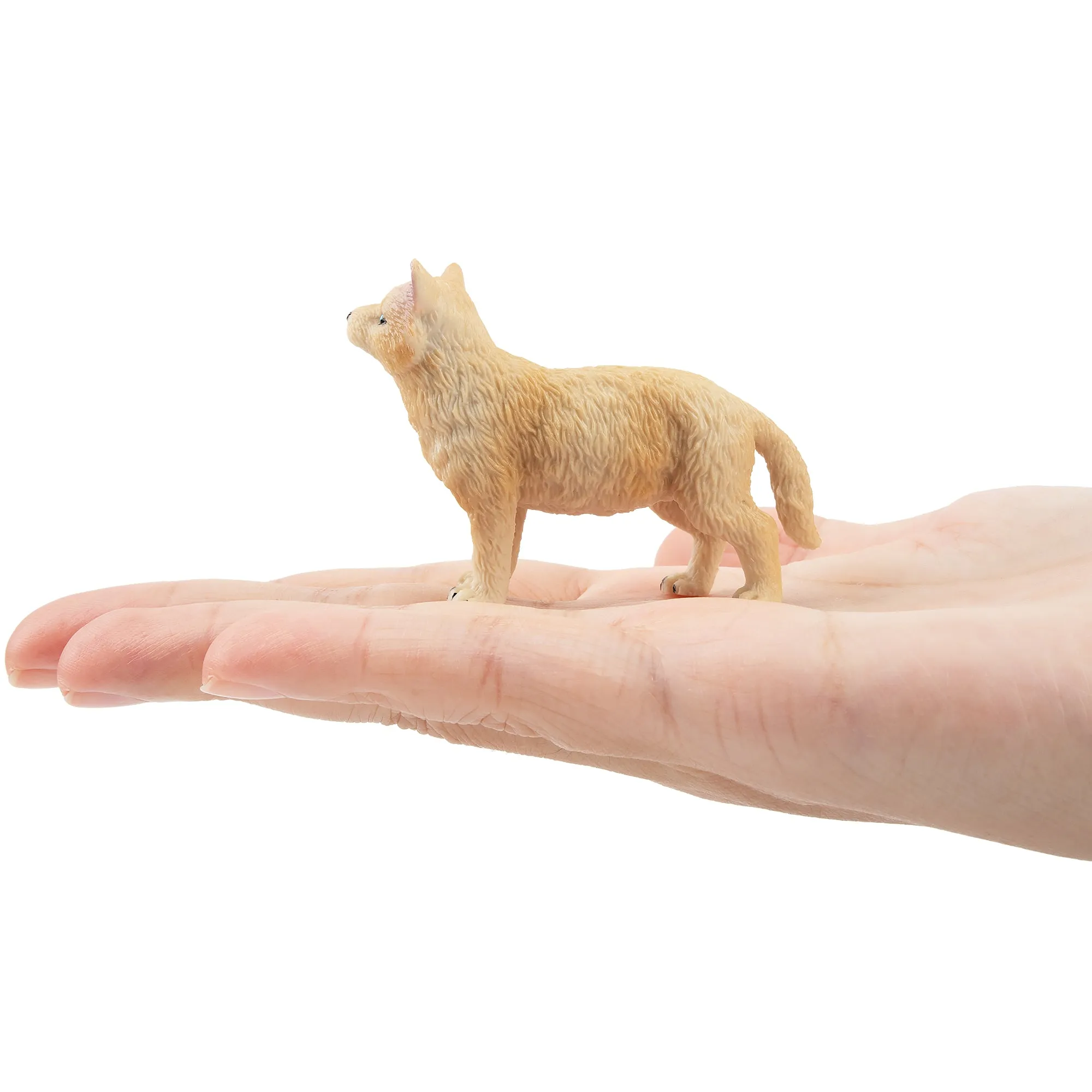 Toymany Standing White Arctic Wolf Cub Figurine Toy