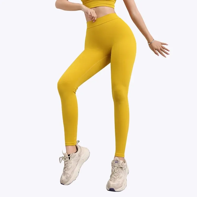 Trendy Seamless Solid  High Waist Yoga Leggings