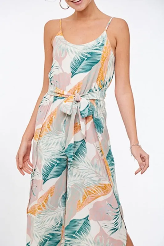 Tulip Cut Tropical Jumpsuit - Off White