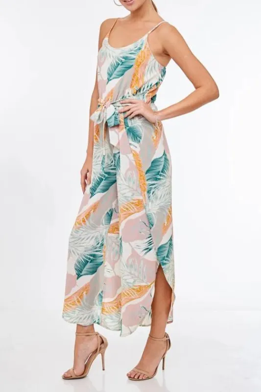 Tulip Cut Tropical Jumpsuit - Off White