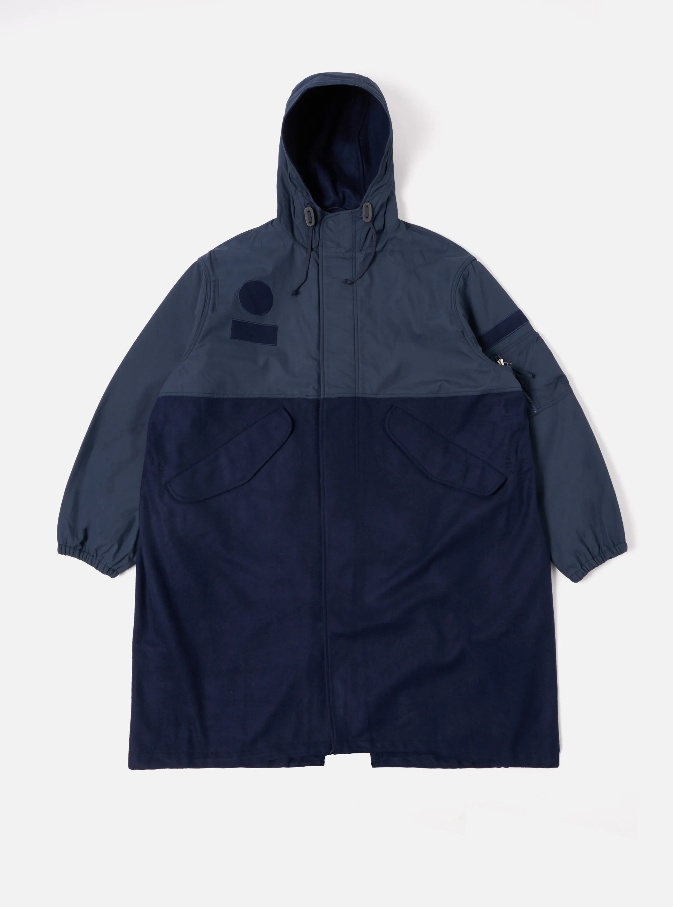 Universal Works Beach Parka II in Navy Melton/Recycled Polytech