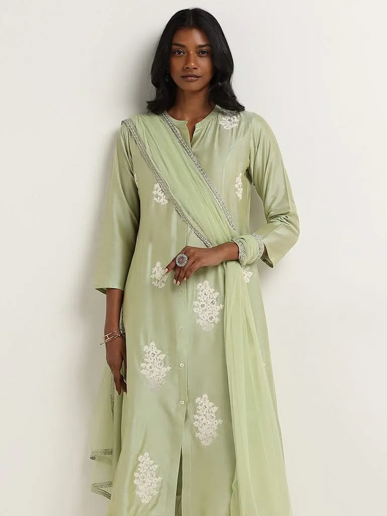 Vark Sage Kurta, Ethnic Pants and Dupatta Set