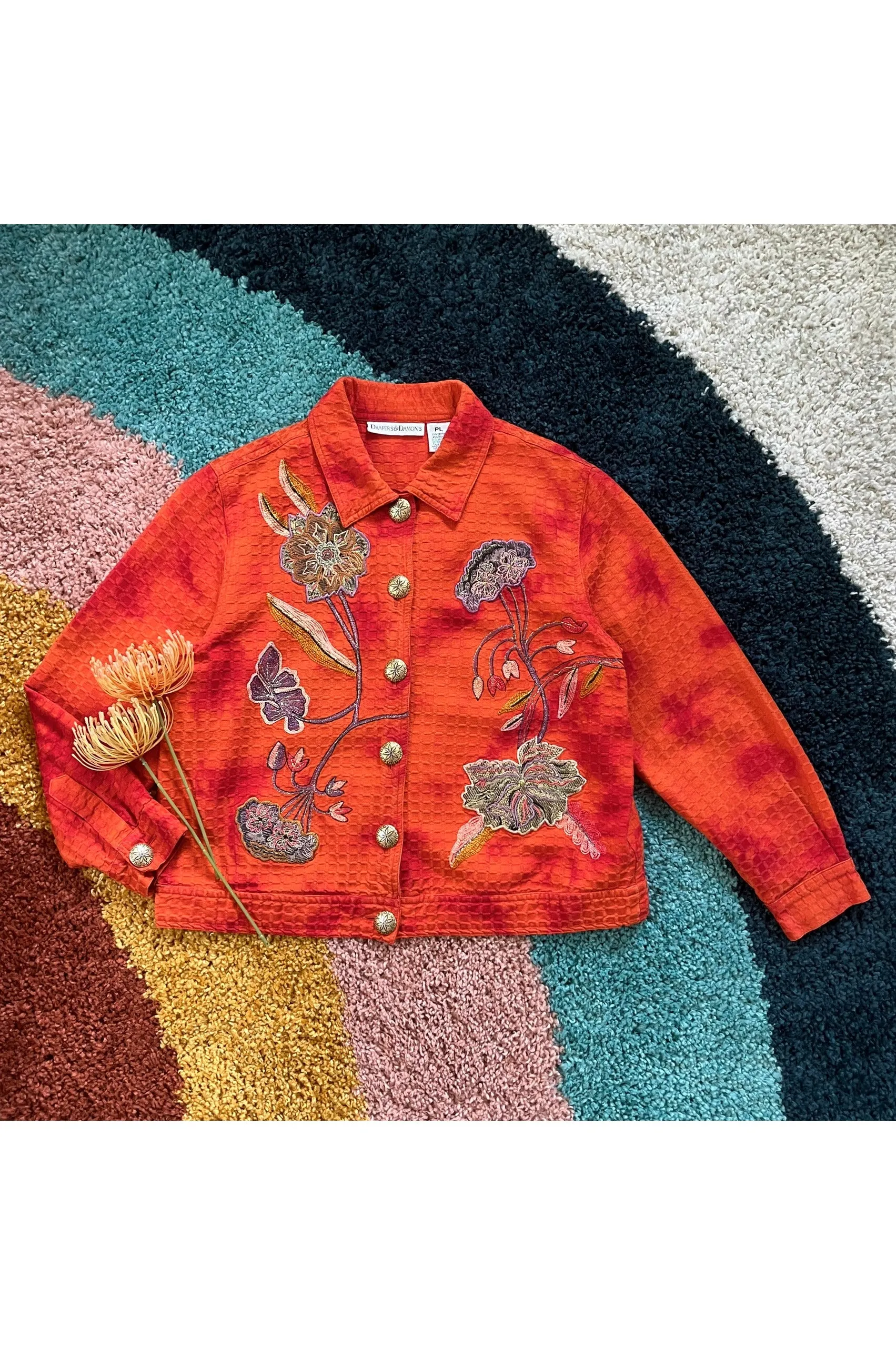 Vintage 90’s-Y2K Tie Dye Embroidered Jacket