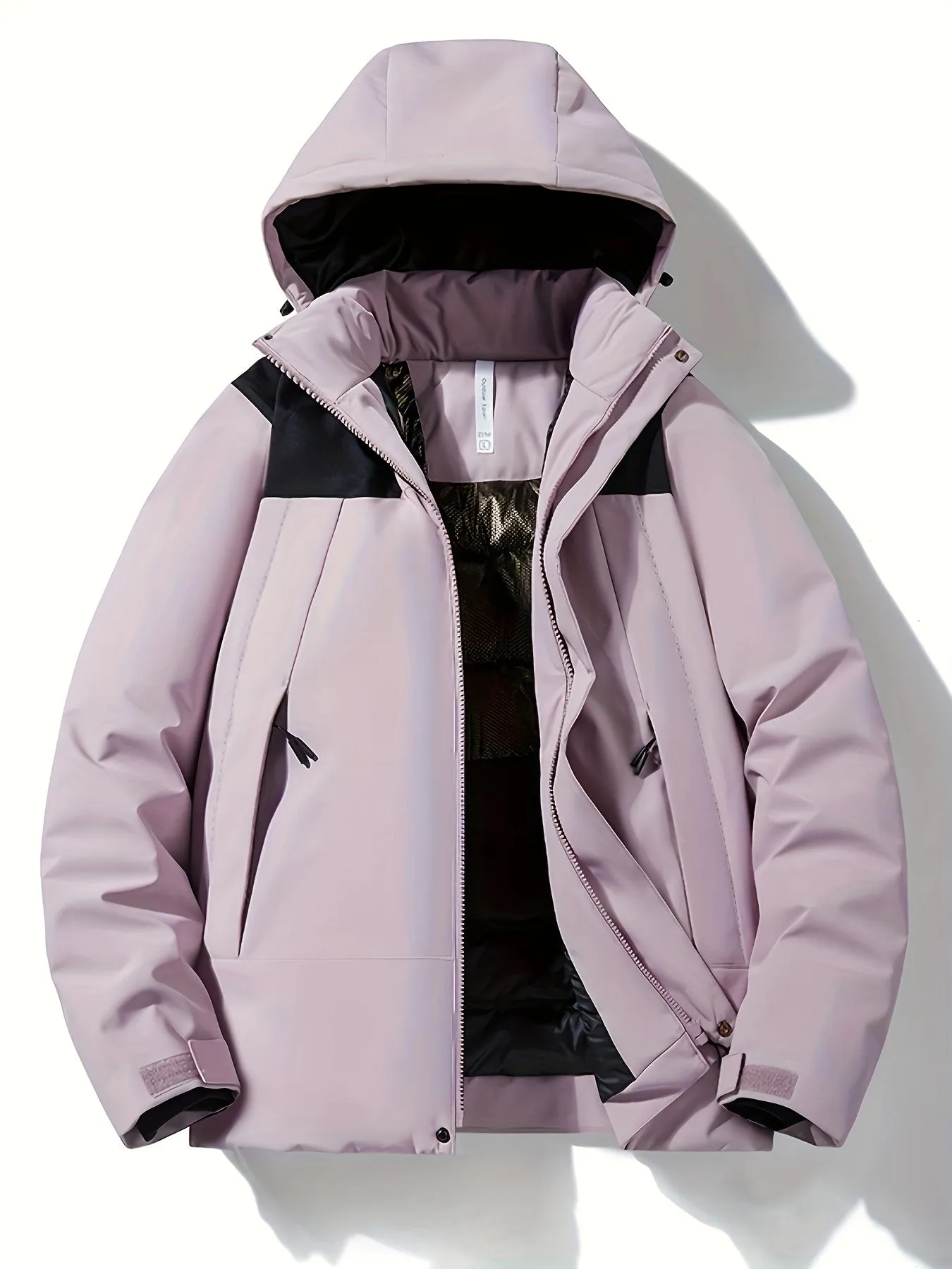 Womens Contrast Colour Thermal Windproof Hooded Jacket