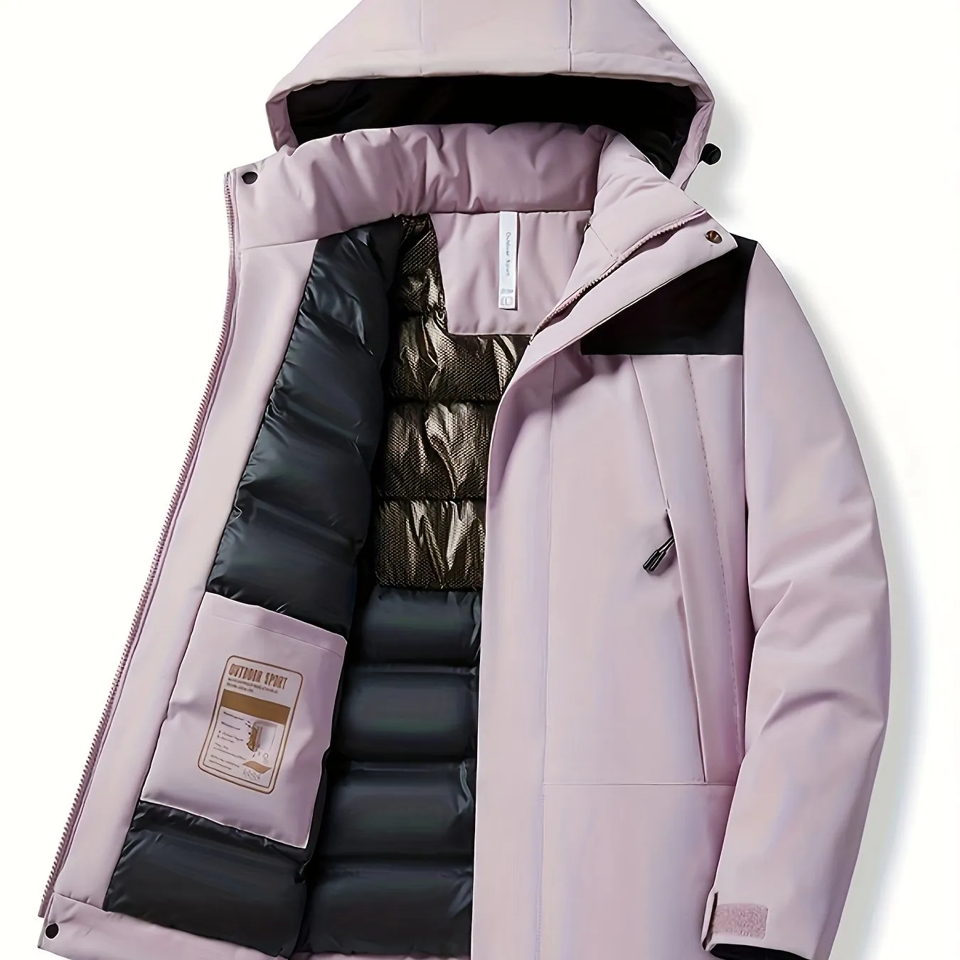 Womens Contrast Colour Thermal Windproof Hooded Jacket