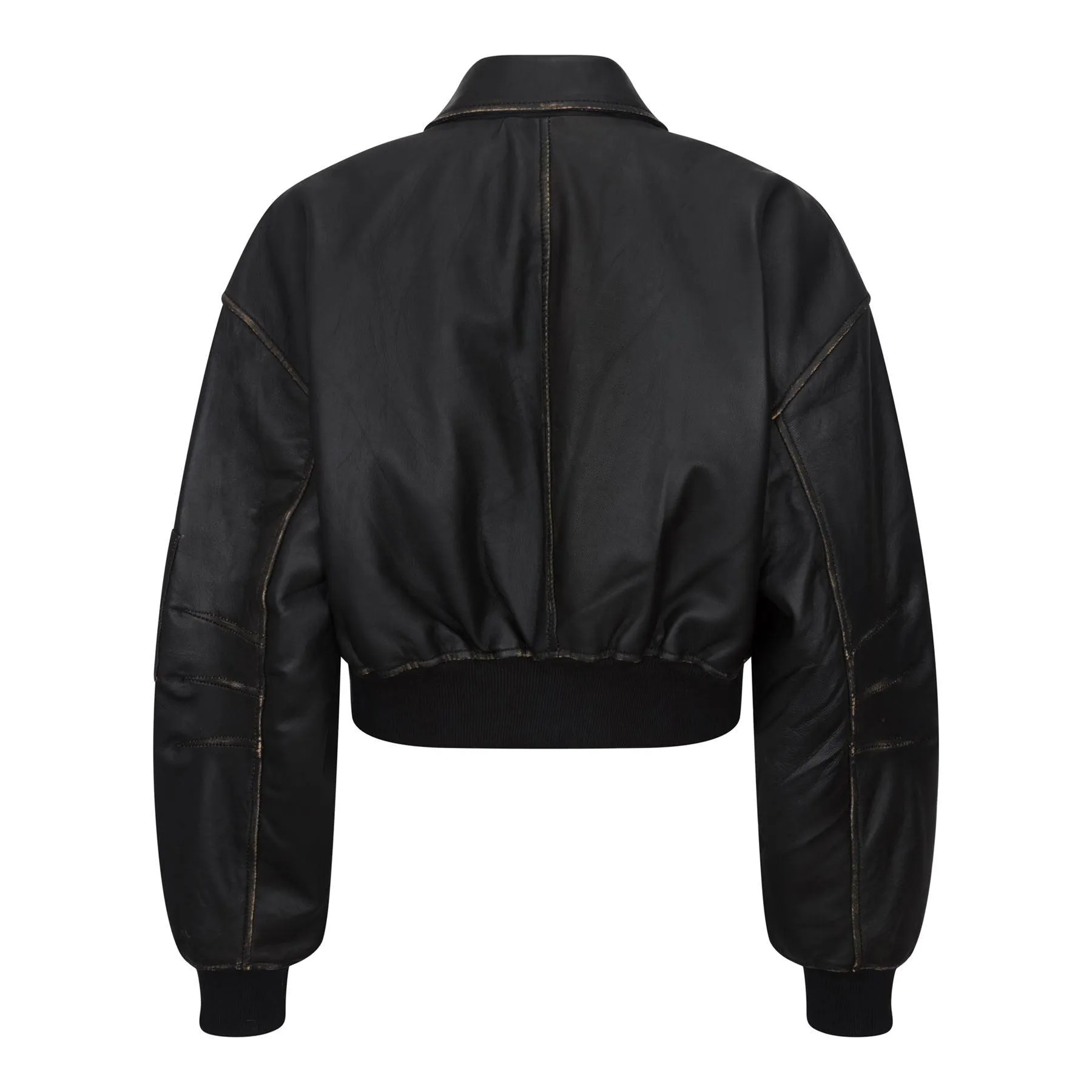 Women's Leather Jacket Cropped Bomber Zipper Short Coat