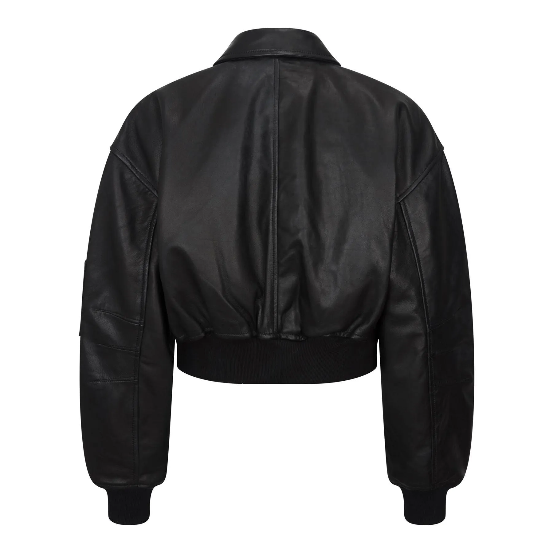 Women's Leather Jacket Cropped Bomber Zipper Short Coat