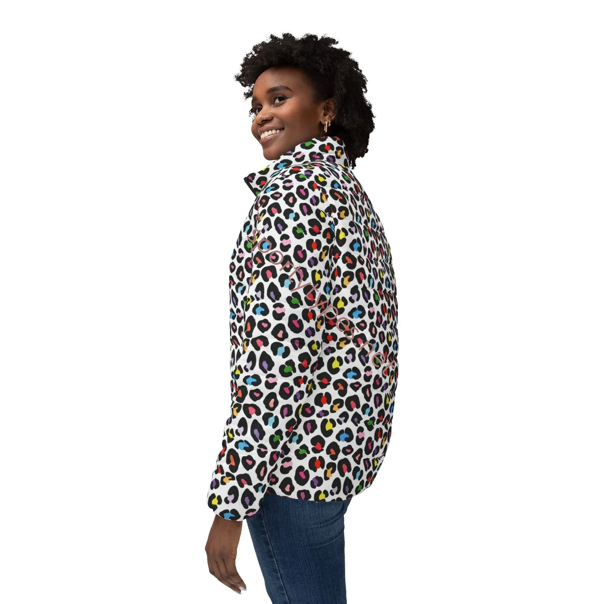 Women’s Multicolored Leopard Print Puffer Jacket