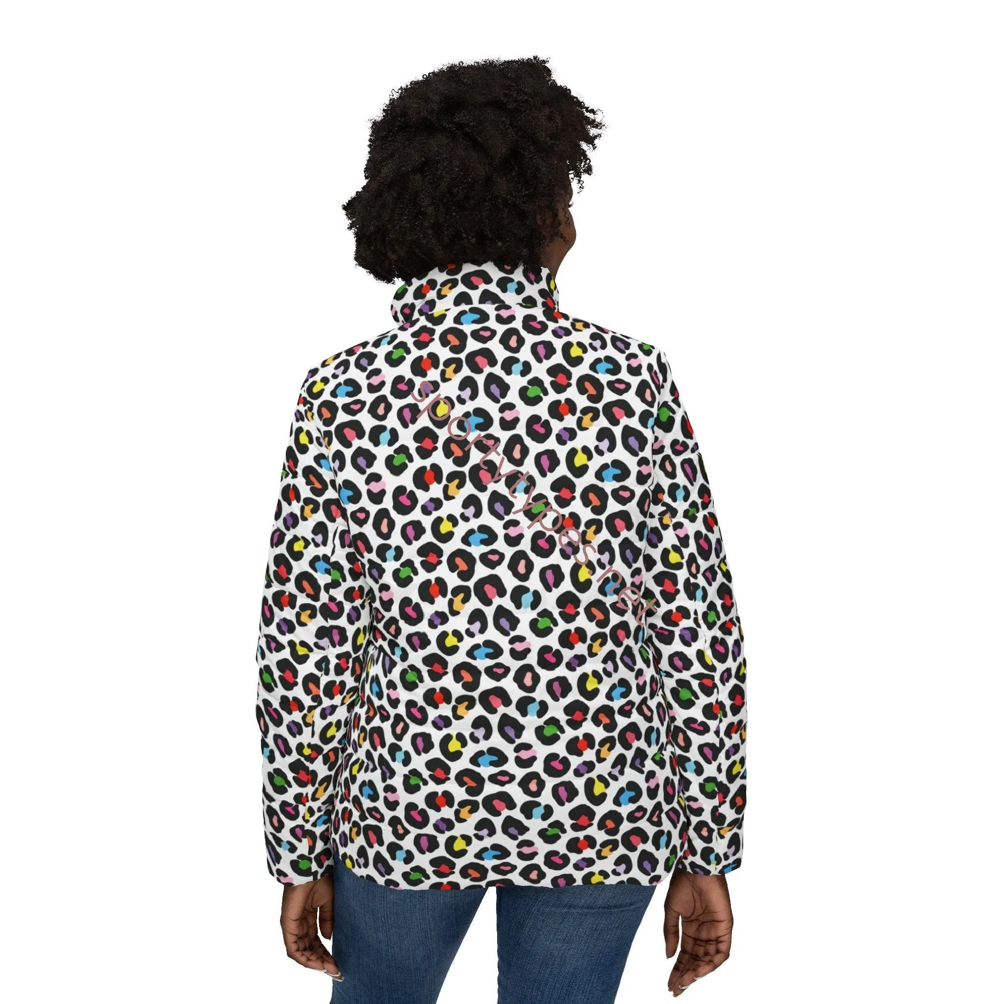 Women’s Multicolored Leopard Print Puffer Jacket