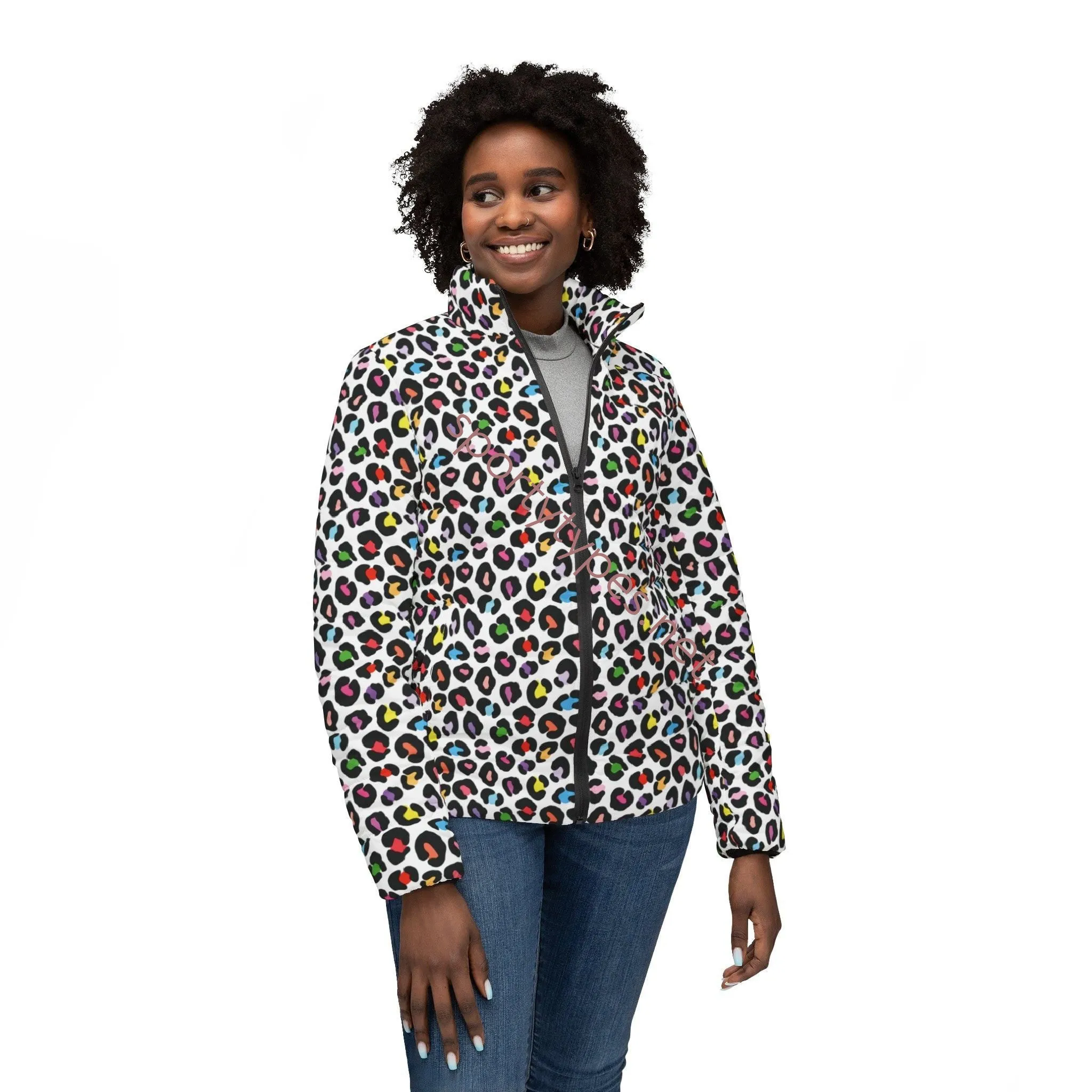 Women’s Multicolored Leopard Print Puffer Jacket