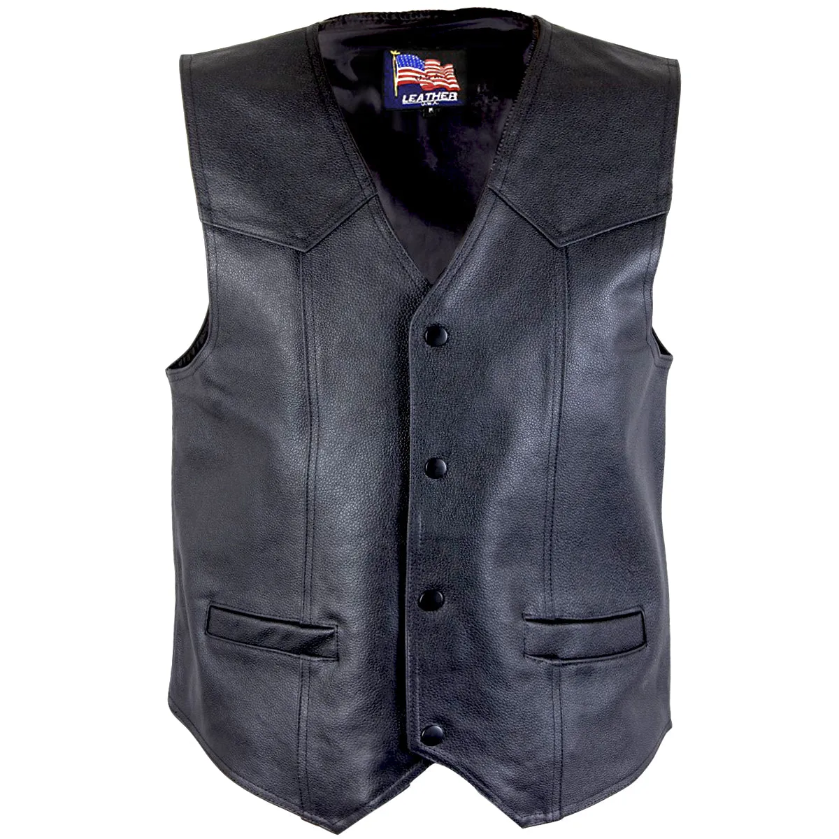 Xelement 3025 Motorcycle Leather Vest For Men - Afghanistan USA Veteran - Premium Genuine Biker Club Gilet